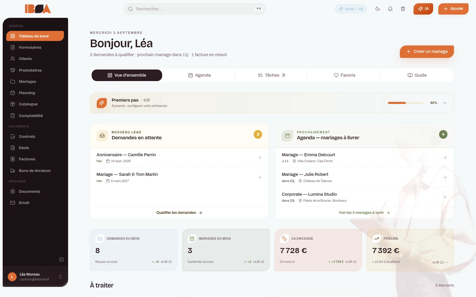 La plateforme IBDA : projets, devis, planning et modules événementiels réunis