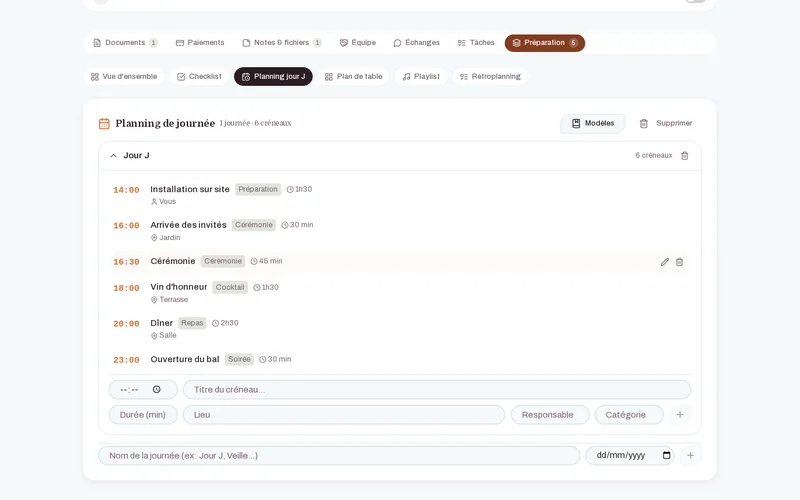 Module Planning Jour J — IBDA