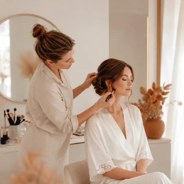 Maquilleuse et coiffeuse mariage gérant ses essais, forfaits mariée et plannings du jour J avec le logiciel IBDA