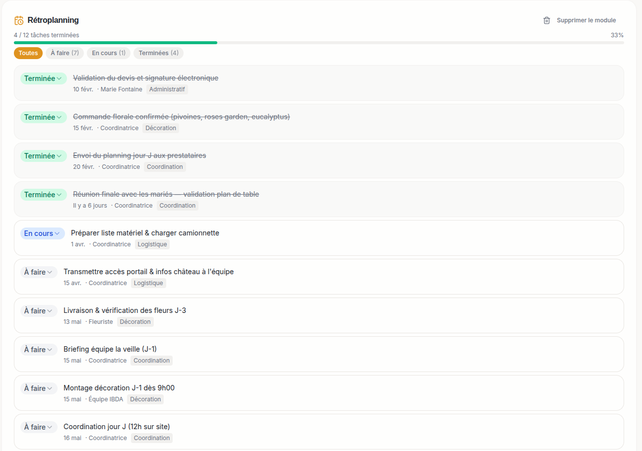 Capture d'écran Rétroplanning